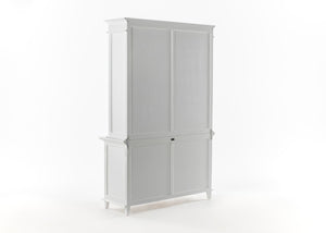 HomeRoots 87" Antiqued White Pantry Cabinet - Stylish Shaker Design with 4 Doors & 2 Drawers for Organized Storage 523191