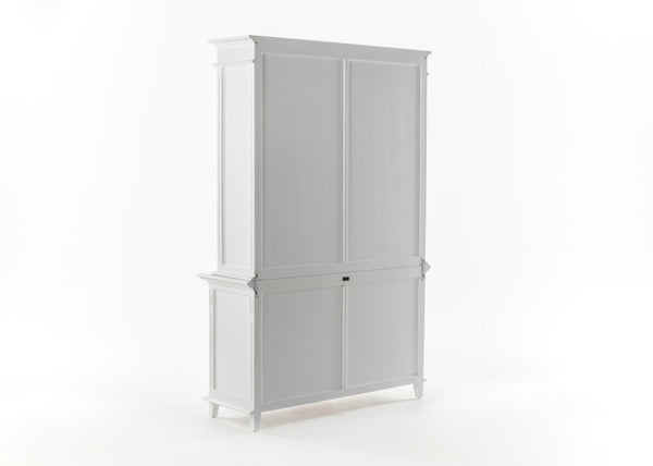 HomeRoots 87" Antiqued White Pantry Cabinet - Stylish Shaker Design with 4 Doors & 2 Drawers for Organized Storage 523191