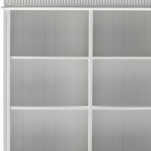 HomeRoots 87" Antiqued White Pantry Cabinet - Stylish Shaker Design with 4 Doors & 2 Drawers for Organized Storage 523191