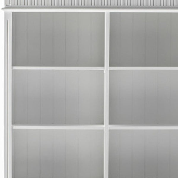 HomeRoots 87" Antiqued White Pantry Cabinet - Stylish Shaker Design with 4 Doors & 2 Drawers for Organized Storage 523191