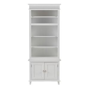 HomeRoots 87" Antiqued White Solid Wood Seven-Door Utility Cabinet for Stylish, Space-Saving Storage Solutions 523192