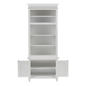 HomeRoots 87" Antiqued White Solid Wood Seven-Door Utility Cabinet for Stylish, Space-Saving Storage Solutions 523192