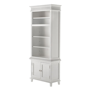 HomeRoots 87" Antiqued White Solid Wood Seven-Door Utility Cabinet for Stylish, Space-Saving Storage Solutions 523192