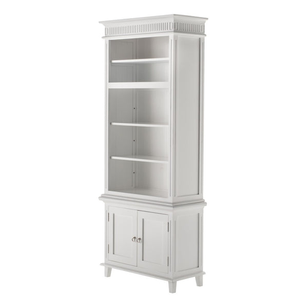 HomeRoots 87" Antiqued White Solid Wood Seven-Door Utility Cabinet for Stylish, Space-Saving Storage Solutions 523192