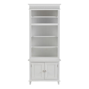 HomeRoots 87" Antiqued White Solid Wood Seven-Door Utility Cabinet for Stylish, Space-Saving Storage Solutions 523192