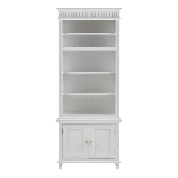 HomeRoots 87" Antiqued White Solid Wood Seven-Door Utility Cabinet for Stylish, Space-Saving Storage Solutions 523192