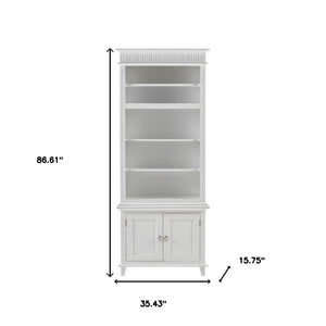 HomeRoots 87" Antiqued White Solid Wood Seven-Door Utility Cabinet for Stylish, Space-Saving Storage Solutions 523192