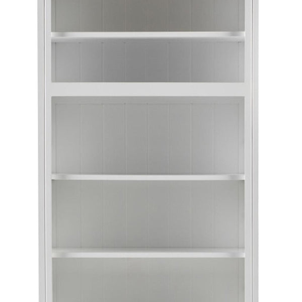HomeRoots 87" Antiqued White Solid Wood Seven-Door Utility Cabinet for Stylish, Space-Saving Storage Solutions 523192