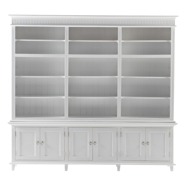 HomeRoots 87" Antiqued White Solid Mahogany Utility Cabinet - Stylish, Durable Storage for Home & Garage Spaces 523193