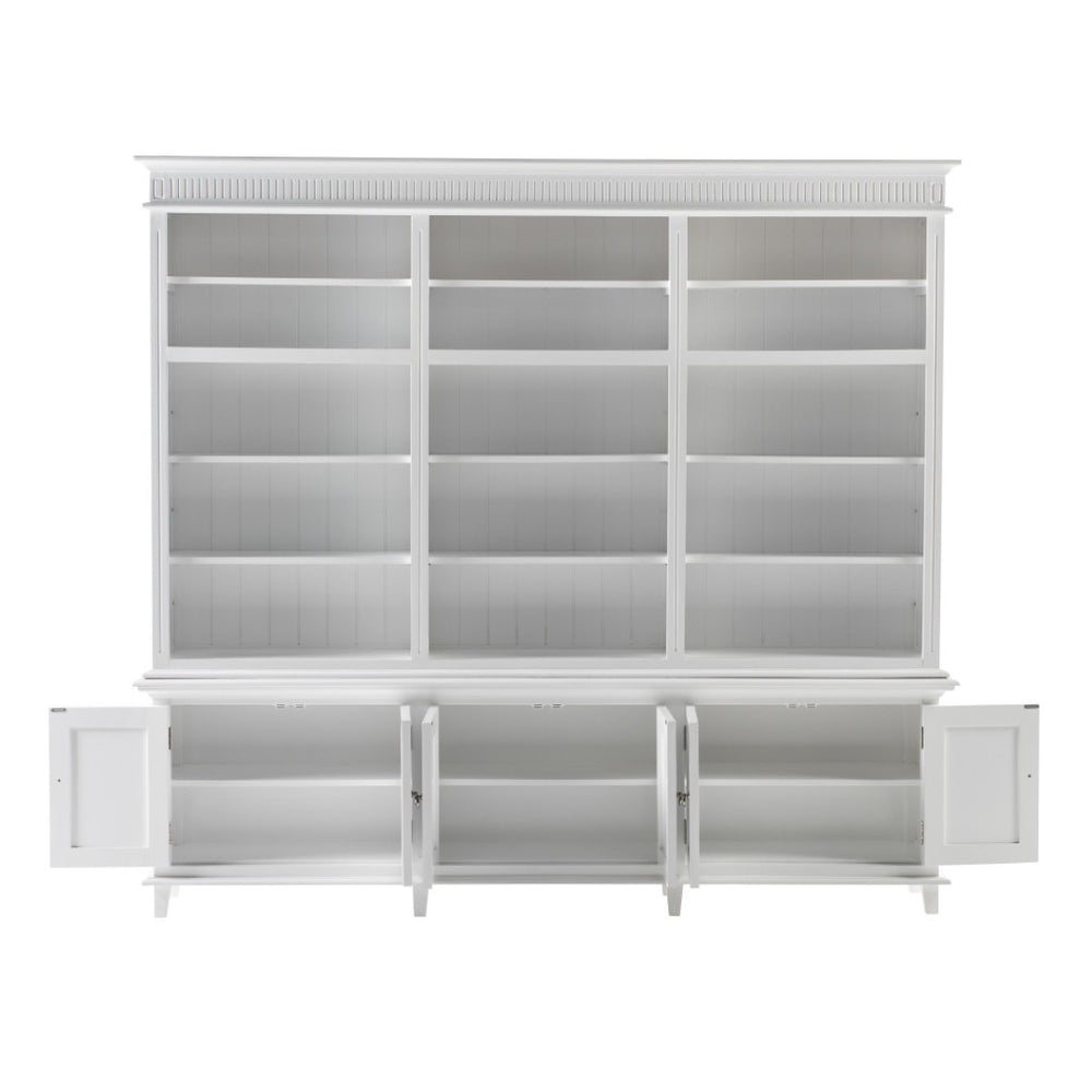 HomeRoots 87" Antiqued White Solid Mahogany Utility Cabinet - Stylish, Durable Storage for Home & Garage Spaces 523193