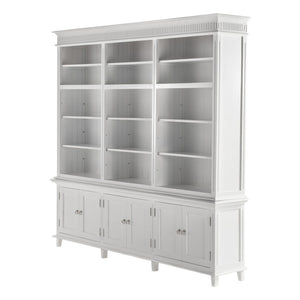 HomeRoots 87" Antiqued White Solid Mahogany Utility Cabinet - Stylish, Durable Storage for Home & Garage Spaces 523193