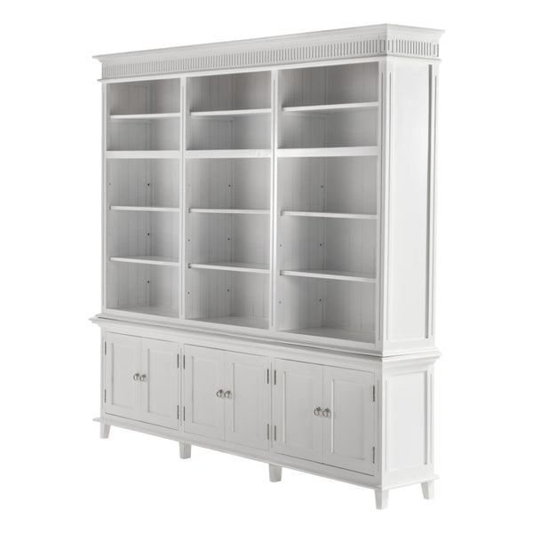 HomeRoots 87" Antiqued White Solid Mahogany Utility Cabinet - Stylish, Durable Storage for Home & Garage Spaces 523193