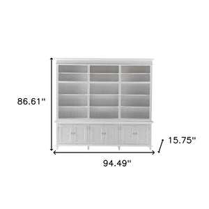 HomeRoots 87" Antiqued White Solid Mahogany Utility Cabinet - Stylish, Durable Storage for Home & Garage Spaces 523193