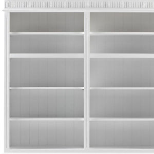 HomeRoots 87" Antiqued White Solid Wood Four-Door Cabinet for Elegant Home Organization and Storage Solutions 523194
