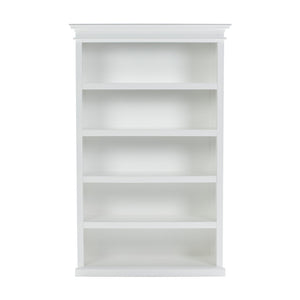 Homeroots 77" Antiqued White Solid Wood Five Tier Bookcase   523195