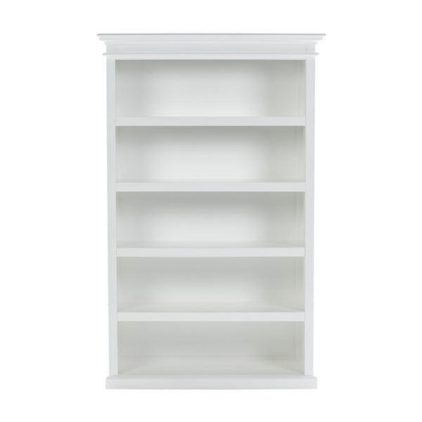 Homeroots 77" Antiqued White Solid Wood Five Tier Bookcase   523195