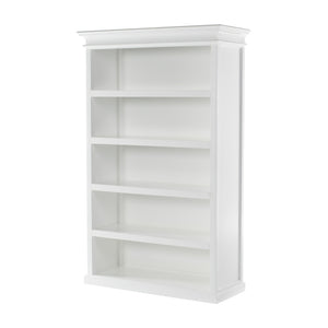 Homeroots 77" Antiqued White Solid Wood Five Tier Bookcase   523195