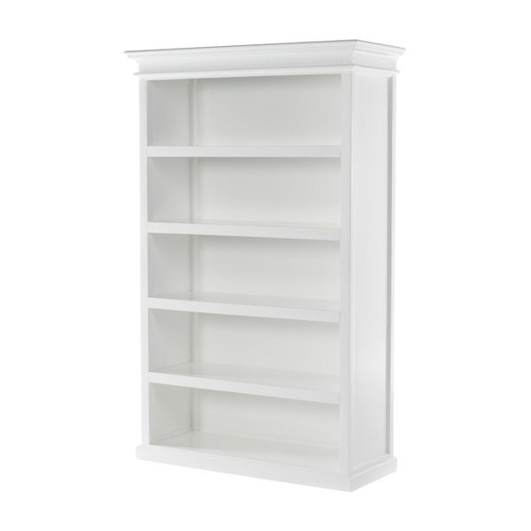 Homeroots 77" Antiqued White Solid Wood Five Tier Bookcase   523195