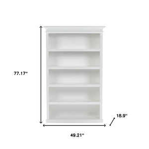 Homeroots 77" Antiqued White Solid Wood Five Tier Bookcase   523195