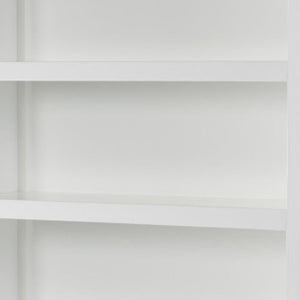 HomeRoots 77" Antiqued White Solid Wood Five-Tier Bookcase - Elegant Storage Solution for Home & Office Decor 523195