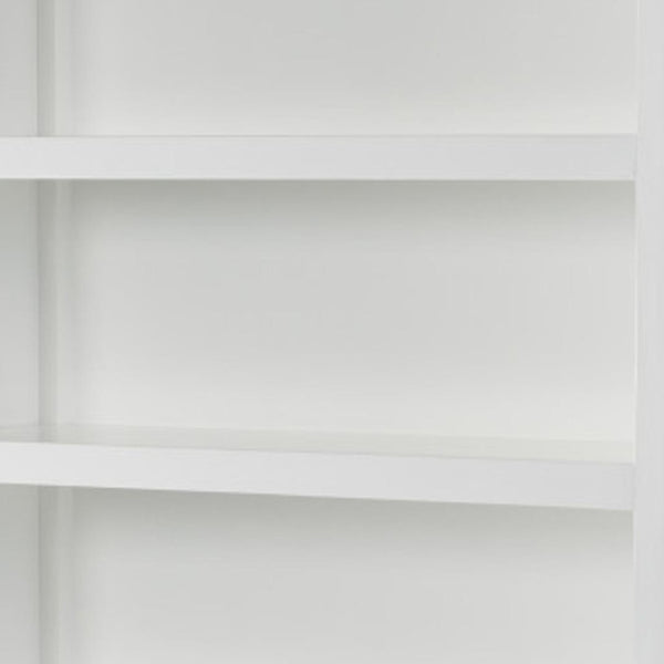 HomeRoots 77" Antiqued White Solid Wood Five-Tier Bookcase - Elegant Storage Solution for Home & Office Decor 523195