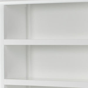 HomeRoots 77" Antiqued White Solid Wood Five-Tier Bookcase - Elegant Storage Solution for Home & Office Decor 523195