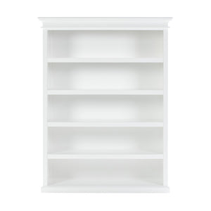 HomeRoots 77" Antiqued White Solid Wood Five-Tier Bookcase - Timeless Storage Solution for Home & Office Decor 523196