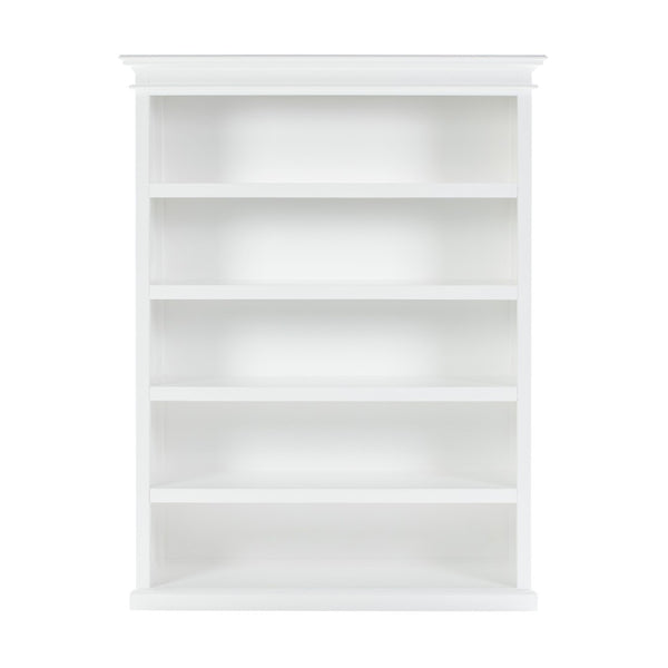 HomeRoots 77" Antiqued White Solid Wood Five-Tier Bookcase - Timeless Storage Solution for Home & Office Decor 523196