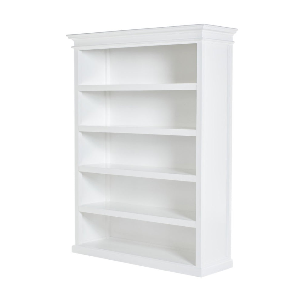 HomeRoots 77" Antiqued White Solid Wood Five-Tier Bookcase - Timeless Storage Solution for Home & Office Decor 523196