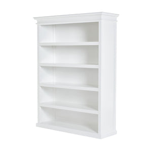 HomeRoots 77" Antiqued White Solid Wood Five-Tier Bookcase - Timeless Storage Solution for Home & Office Decor 523196