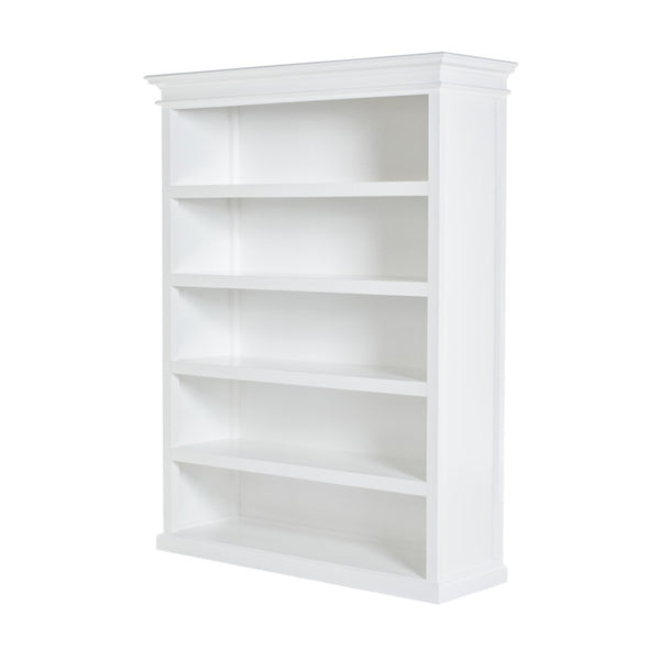 HomeRoots 77" Antiqued White Solid Wood Five-Tier Bookcase - Timeless Storage Solution for Home & Office Decor 523196