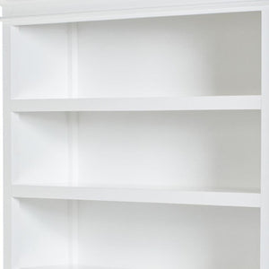 HomeRoots 77" Antiqued White Solid Wood Five-Tier Bookcase - Timeless Storage Solution for Home & Office Decor 523196