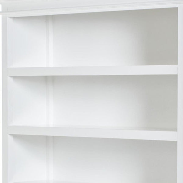HomeRoots 77" Antiqued White Solid Wood Five-Tier Bookcase - Timeless Storage Solution for Home & Office Decor 523196