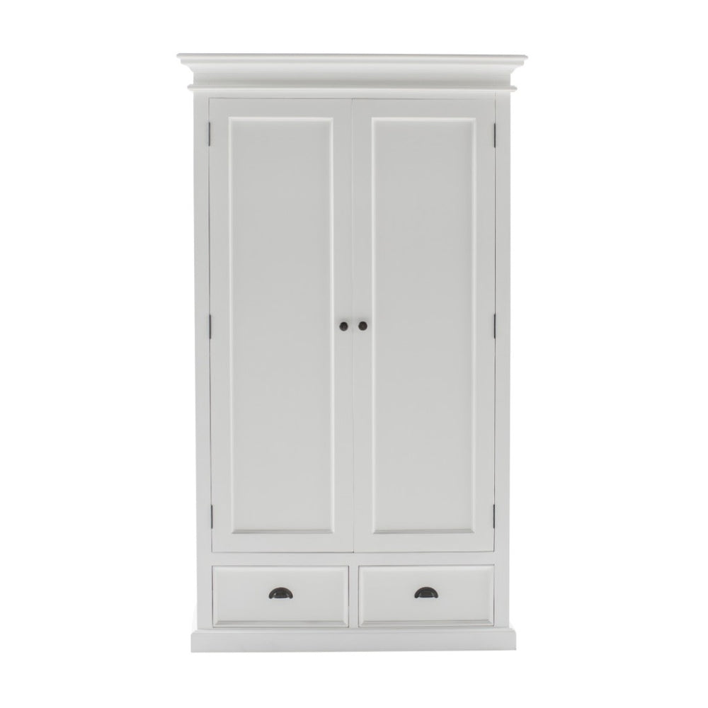 HomeRoots 43" Off White Solid Wood Two Drawer Cabinet - Elegant Farmhouse Storage for Home Décor and Organization 523198