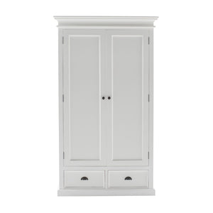 HomeRoots 43" Off White Solid Wood Two Drawer Cabinet - Elegant Farmhouse Storage for Home Décor and Organization 523198
