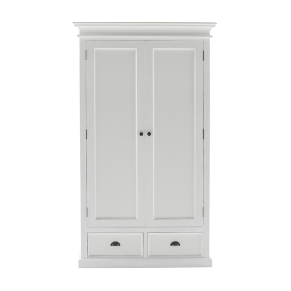 HomeRoots 43" Off White Solid Wood Two Drawer Cabinet - Elegant Farmhouse Storage for Home Décor and Organization 523198