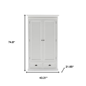 Homeroots 43" Off White Solid Wood Two Drawer Storage Cabinet – Stylish, Durable, And Space-saving Design  Solid Wood 523198