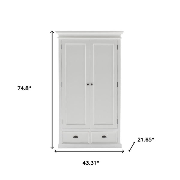 Homeroots 43" Off White Solid Wood Two Drawer Storage Cabinet – Stylish, Durable, And Space-saving Design  Solid Wood 523198