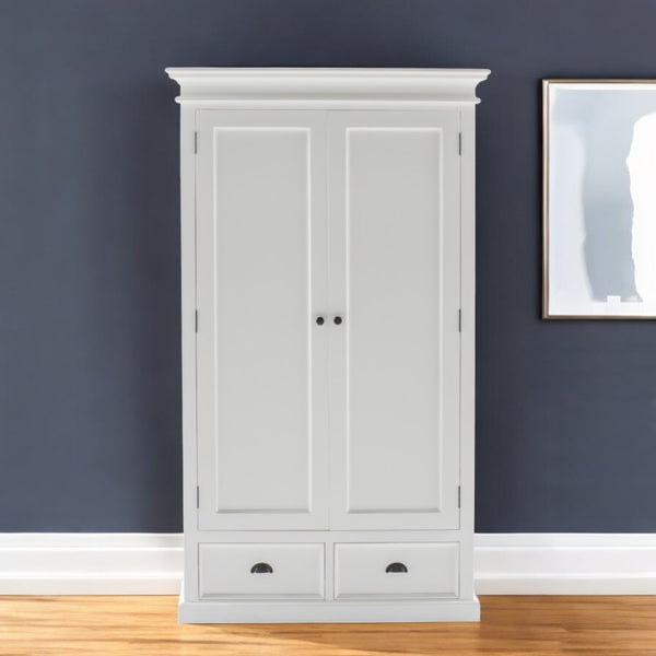 Homeroots 43" Off White Solid Wood Two Drawer Storage Cabinet – Stylish, Durable, And Space-saving Design  Solid Wood 523198