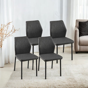 English Elm Dark Grey Pu Leather Dining Chairs Set Of 4 – Modern Armless Design For Versatile Comfort & Style W1164P195156