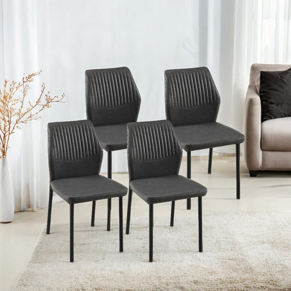 English Elm Dark Grey Pu Leather Dining Chairs Set Of 4 – Modern Armless Design For Versatile Comfort & Style W1164P195156