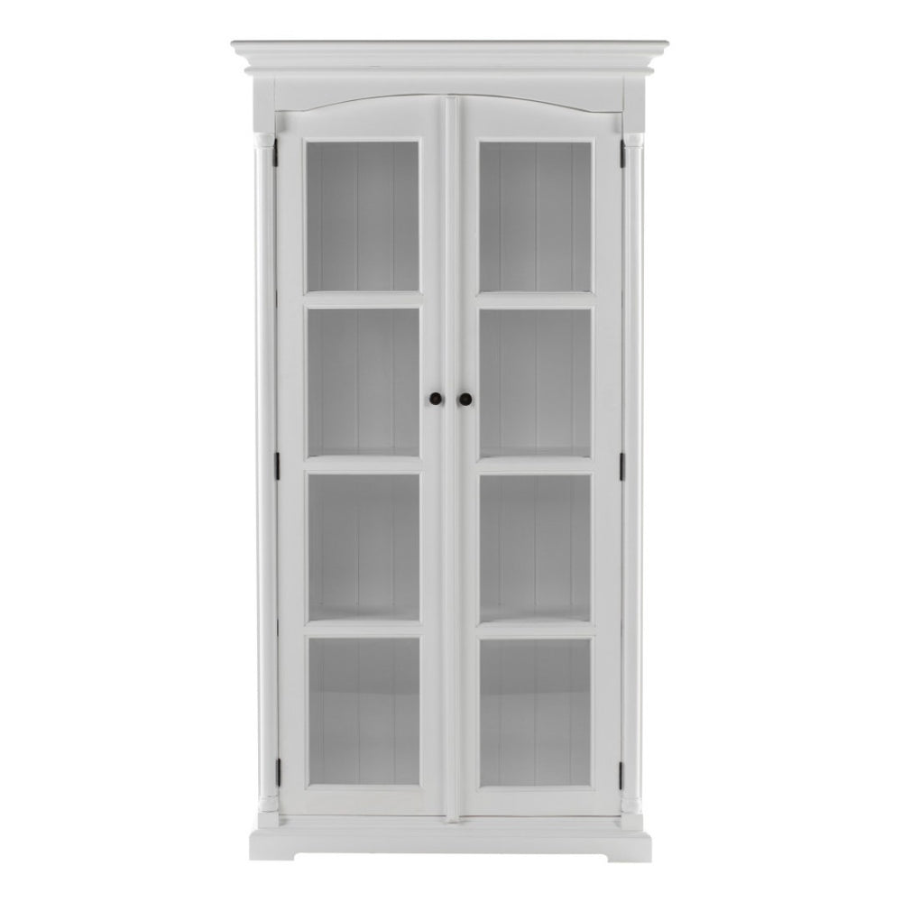HomeRoots 39" Off White Solid Wood Curio Cabinet with Elegant Glass Doors for Stunning Collectible Display 523200