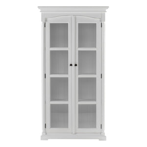 HomeRoots 39" Off White Solid Wood Curio Cabinet with Elegant Glass Doors for Stunning Collectible Display 523200