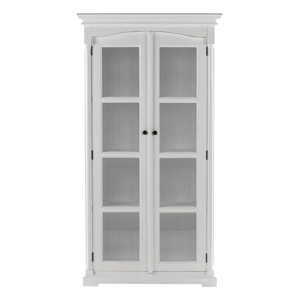 HomeRoots 39" Off White Solid Wood Curio Cabinet with Elegant Glass Doors for Stunning Collectible Display 523200