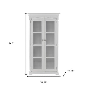 Homeroots 39" Off White Solid Wood Curio Cabinet With Glass Doors - Stylish Storage Solution For Any Space  Solid Wood 523200