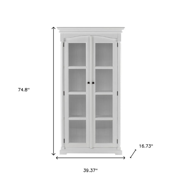 Homeroots 39" Off White Solid Wood Curio Cabinet With Glass Doors - Stylish Storage Solution For Any Space  Solid Wood 523200