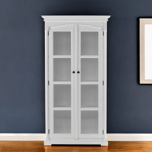 Homeroots 39" Off White Solid Wood Curio Cabinet With Glass Doors - Stylish Storage Solution For Any Space  Solid Wood 523200