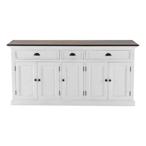 HomeRoots 74" Antiqued White Solid Wood Buffet Table - Elegant Storage with Versatile Style & Functionality 523202