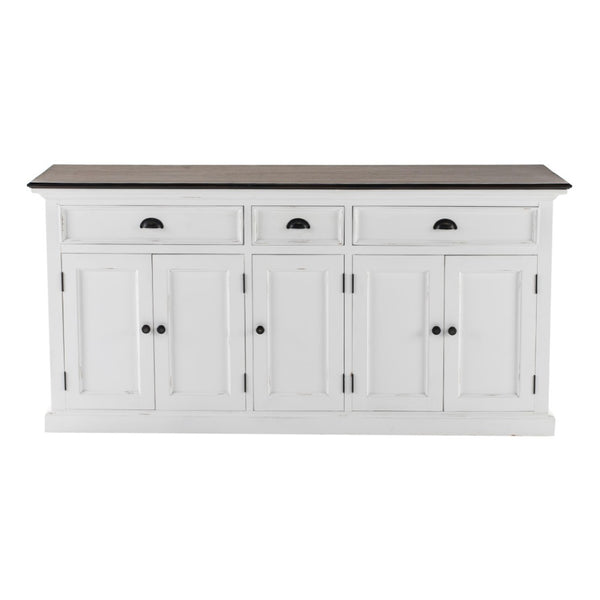 HomeRoots 74" Antiqued White Solid Wood Buffet Table - Elegant Storage with Versatile Style & Functionality 523202