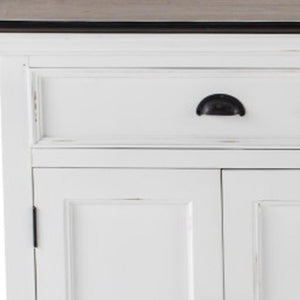 HomeRoots 74" Antiqued White Solid Wood Buffet Table - Elegant Storage with Versatile Style & Functionality 523202